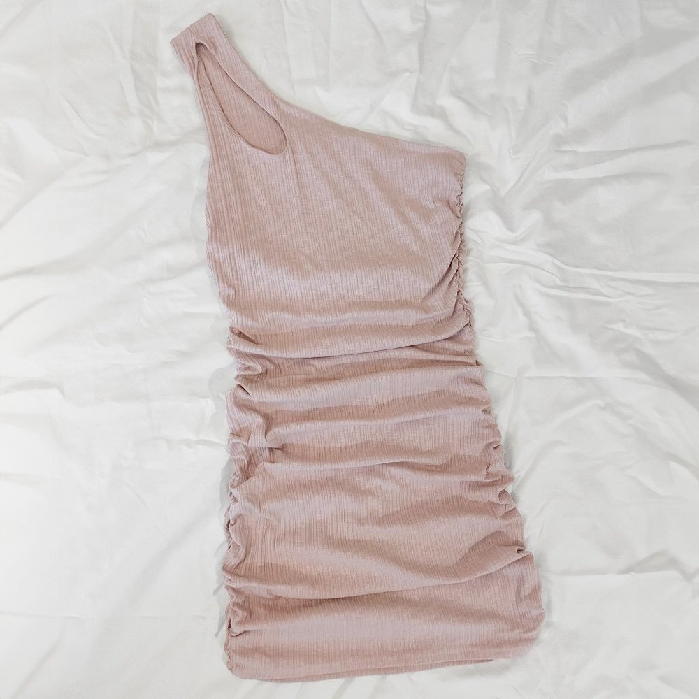 Better Be Light Pink Ribbed One Shoulder Dress - NEVER WORN